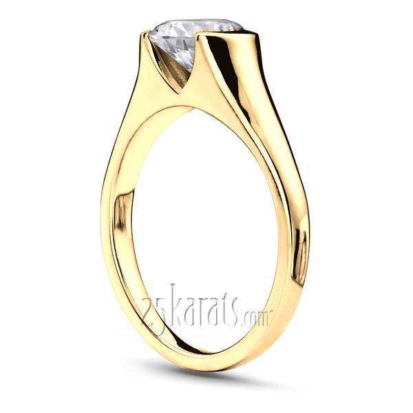 Half Bezel Contemporary Solitaire Engagement Ring  - view 4