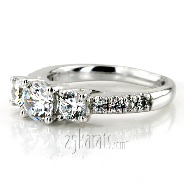 Trellis Setting Three Stone Diamond Engagement Ring (0.70 ct. tw.) - view 1