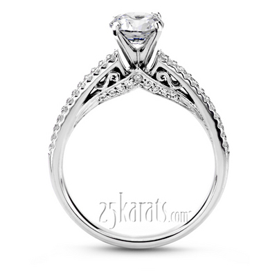 Pave Set Low Cathedral Diamond Engagement Ring (1/3 ct. t.w.) - view 3 of 4