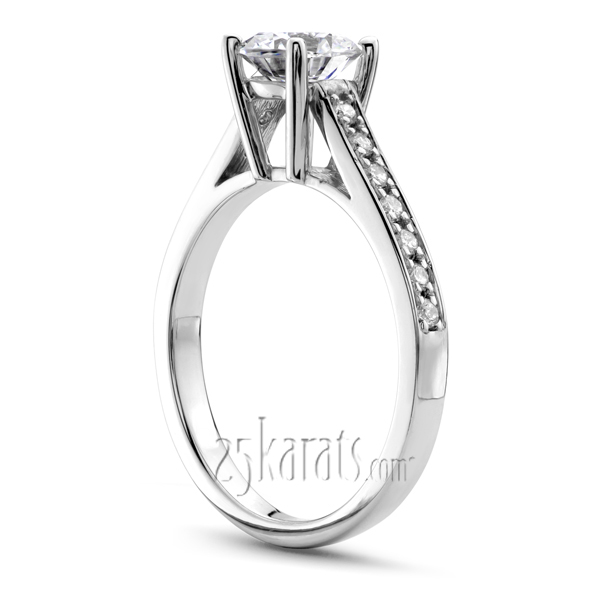 Pave Set In Channel Diamond Engagement Ring (1/5 ct. t.w.) - view 2