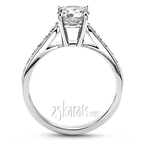 Pave Set In Channel Diamond Engagement Ring (1/5 ct. t.w.) - view 3