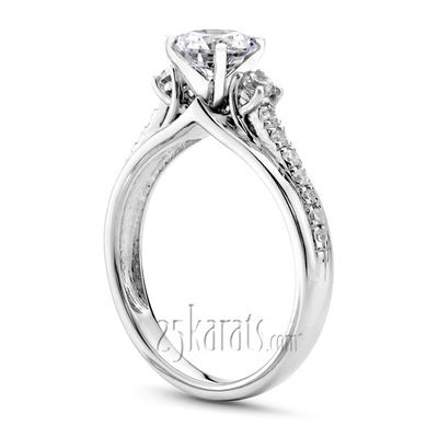 Trellis Setting Three Stone Engagement Ring With Accent Diamonds (1/3 ct. t.w.)  - view 2 of 5