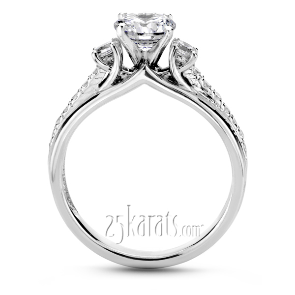 Trellis Setting Three Stone Engagement Ring With Accent Diamonds (1/3 ct. t.w.)  - view 3