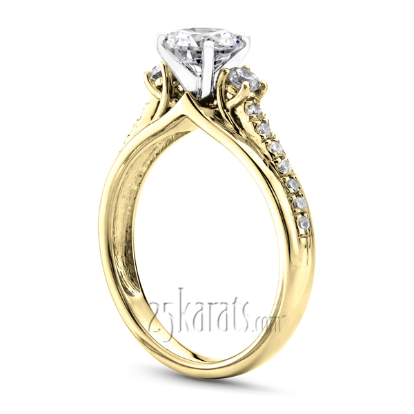 Trellis Setting Three Stone Engagement Ring With Accent Diamonds (1/3 ct. t.w.)  - view 4