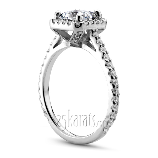 Princess Cut Diamond Halo Bridal Ring (0.62 t.c.w.) - view 2