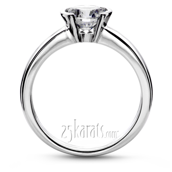 Half Bezel Set Solitaire Engagement Ring - view 3