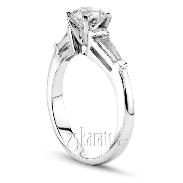 0.42 ct. Baguette Cut Bar Set Diamond Bridal Ring - view 2