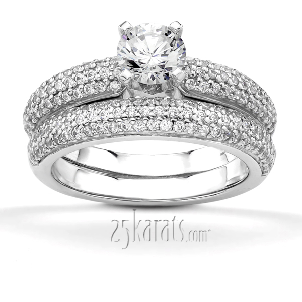  Round Cut Pave Set Diamond Bridal Ring (0.60 ct. tw.) - view 3