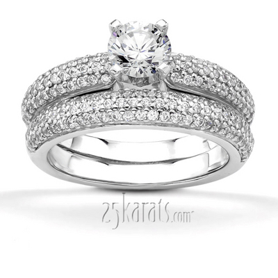  Round Cut Pave Set Diamond Bridal Ring (0.60 ct. tw.) - view 3 of 26