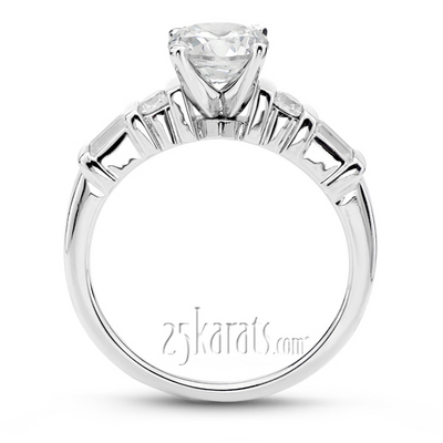 Baguette and Round Diamond Engagement Ring (0.42ct.tw) - view 2 of 8