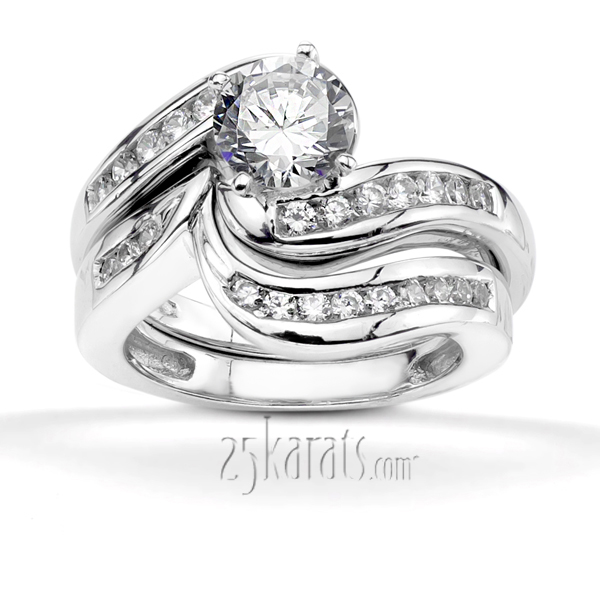 By Pass Designer Channel Set Diamond Engagement Ring (0.28ct. tw.) - view 5