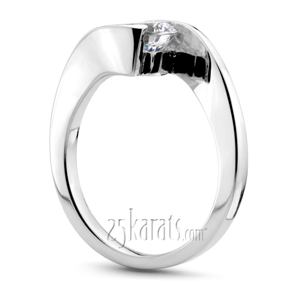 Round Cut Tension Set Solitaire Engagement Ring  - view 2