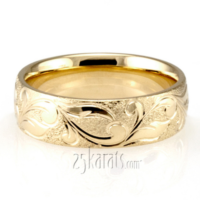 Exquisite Wire Matte Fancy Carved Wedding Ring  - view 2 of 3