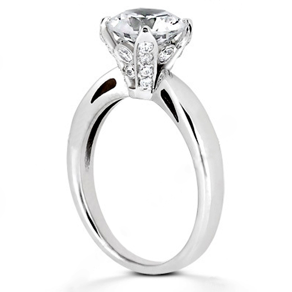 Bead Set Head Diamond Engagement Ring - view 2