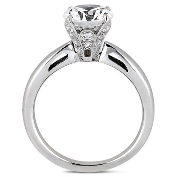 Bead Set Head Diamond Engagement Ring - view 3