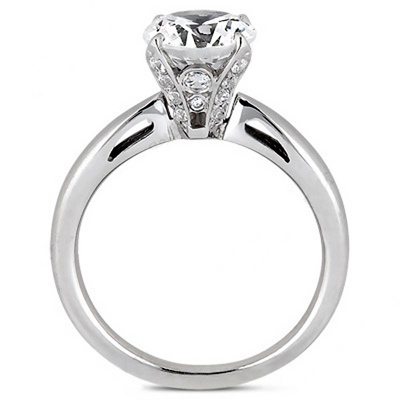 Bead Set Head Diamond Engagement Ring - view 3 of 3