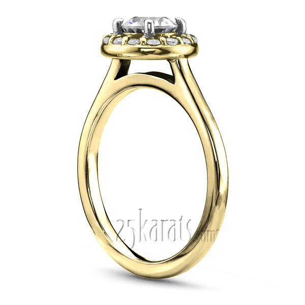 Halo Style Bead Set Diamond Engagement Ring  - view 3