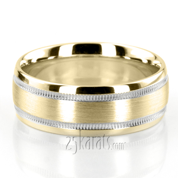 Carved Design Milgrain Wedding Ring - view 2