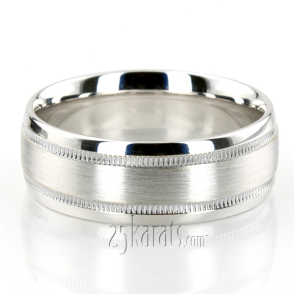 Carved Design Milgrain Wedding Ring - view 3