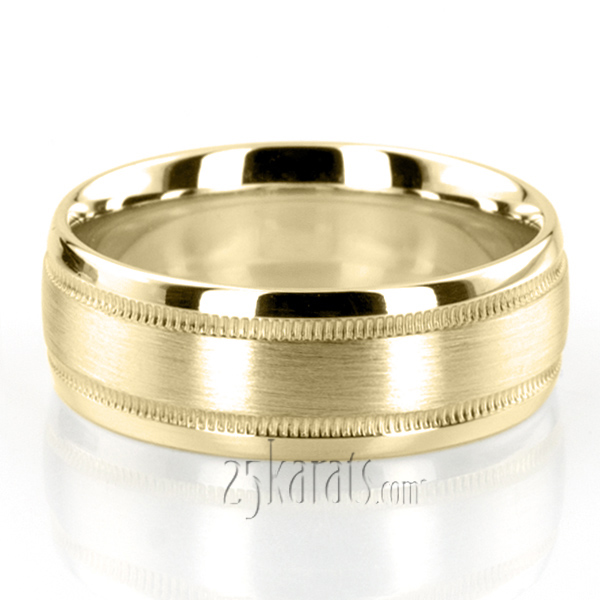 Carved Design Milgrain Wedding Ring - view 4