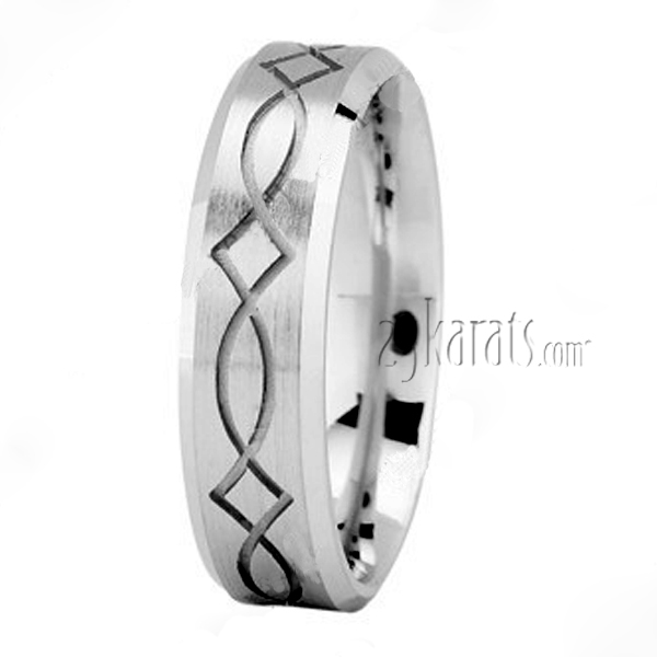 Mill Carved Wedding Ring - view 2