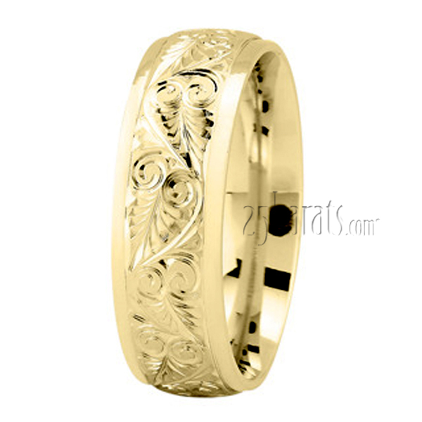 Floral Fancy Carved Wedding Ring - view 3