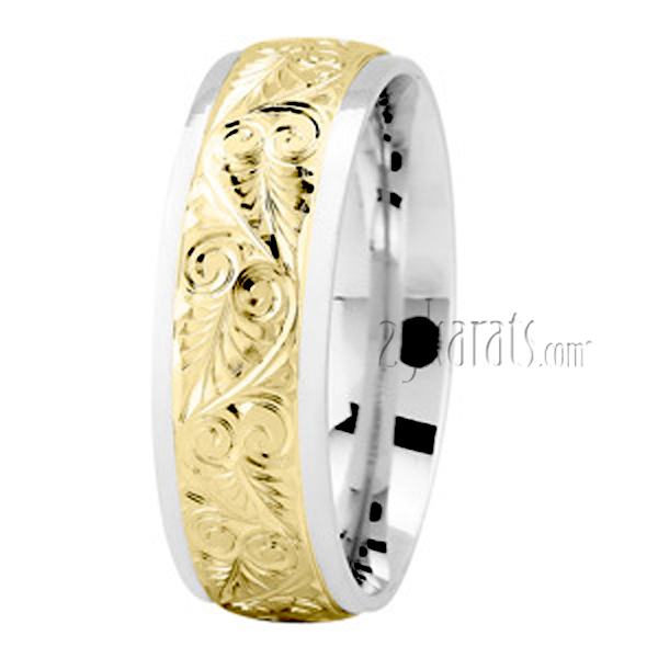 Floral Fancy Carved Wedding Ring - view 4