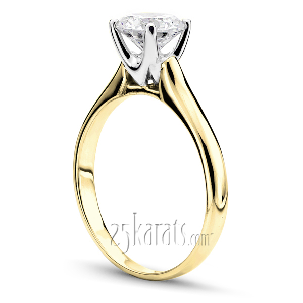 Cathedral Style Solitaire Diamond Engagement Ring - view 5