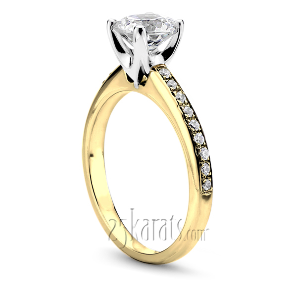 Low Cathedral Pave Engagement Ring (0.27 ct.tw) - view 3