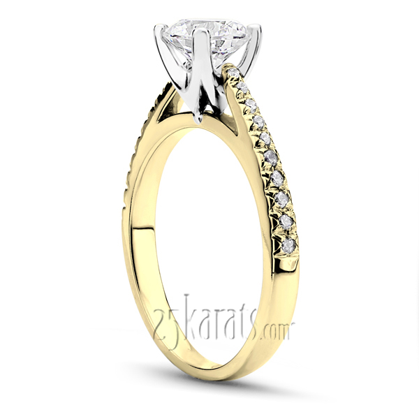 Classic Pave Set Cathedral Diamond Engagement Ring (0.17 ct.tw)  - view 3