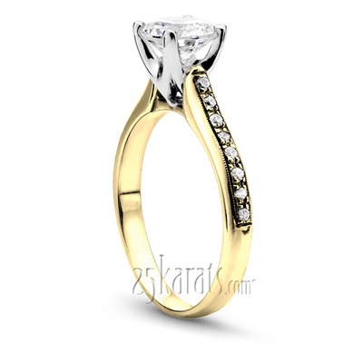 Low Cathedral Pave Engagement Ring(1/4 ct. t.w.) - view 3 of 5