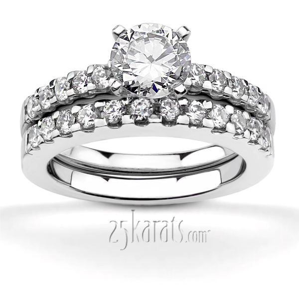 Round Cut Shared Prong Set Diamond Bridal Ring (0.36 ct.tw.) - view 2