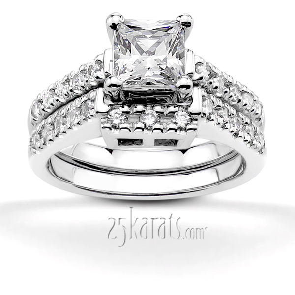 Trellis Setting Princess Center Diamond Bridal Ring (0.18 ct. tw.) - view 5