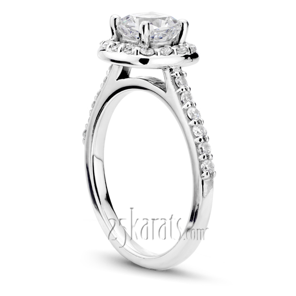 Halo Bead Set Cushion Center Engagement Ring (0.39 ct. t.w.) - view 2