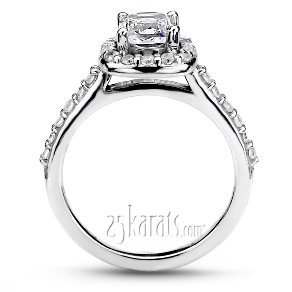 Halo Bead Set Cushion Center Engagement Ring (0.39 ct. t.w.) - view 3