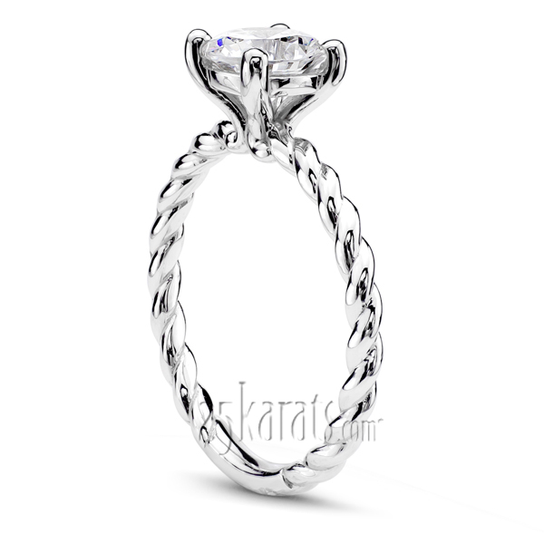 Wire Shank Contemporary Solitaire Engagement Ring - view 2