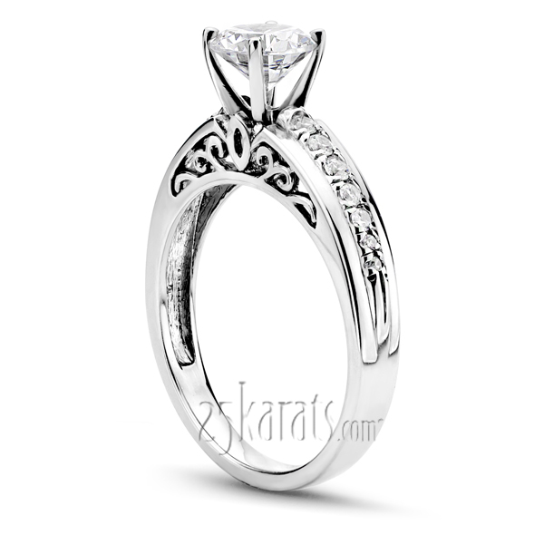 Micro Pave Engagement Ring With Filigree Design (1/5 ct. t.w.) - view 2