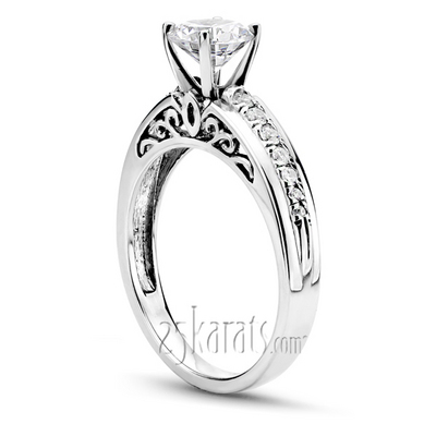 Micro Pave Engagement Ring With Filigree Design (1/5 ct. t.w.) - view 2 of 4