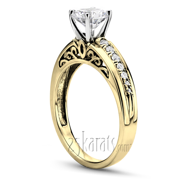 Micro Pave Engagement Ring With Filigree Design (1/5 ct. t.w.) - view 4