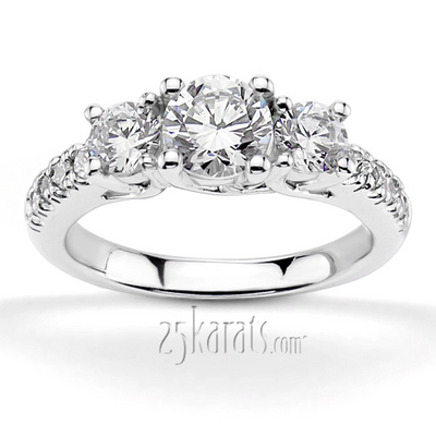 Trellis Setting Three Stone Diamond Engagement Ring (0.70ct. tw. )