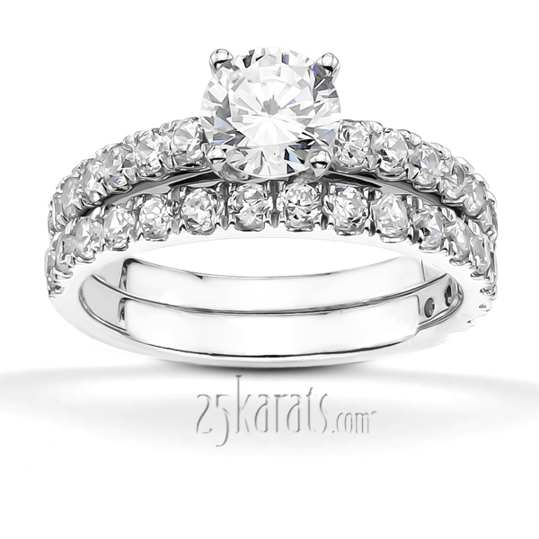 Micro Pave Set Low Cathedral Diamond Engagement Ring (1/2 ct. t.w.) - view 5