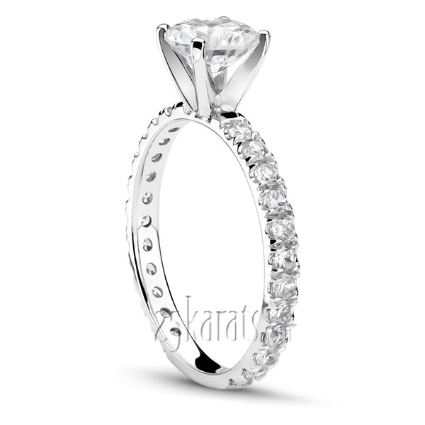 Contemporary Scalloped  Micro Pave Set Diamond Engagement Ring(1/3 ct. t.w.) - view 1