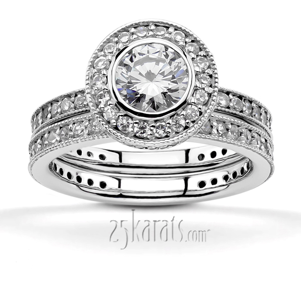 Traditional Pave Set Mill Grain Engagement Ring (5/8 ct. t.w.) - view 5