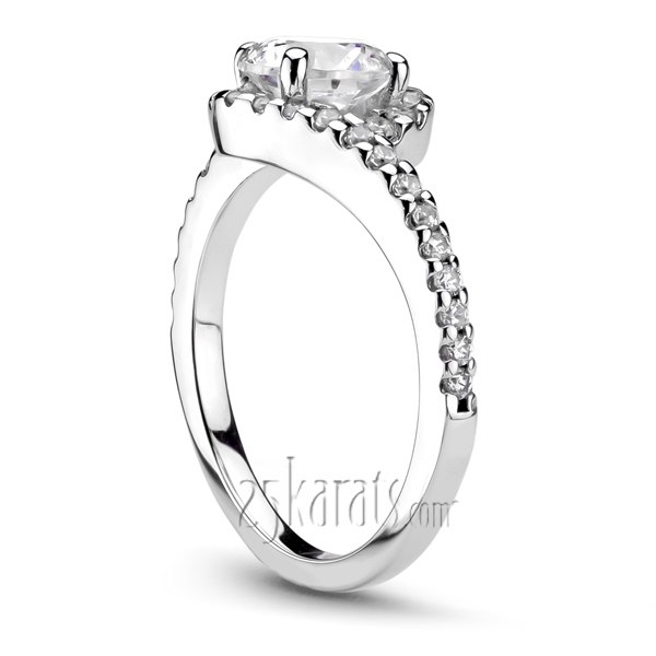 Bypass Shank Halo Diamond Bridal Ring (1/4 ct. t.w.) - view 1