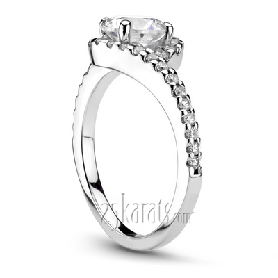 Bypass Shank Halo Diamond Bridal Ring (1/4 ct. t.w.) - view 1 of 7