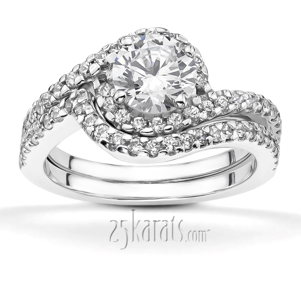 Bypass Shank Halo Diamond Bridal Ring (1/4 ct. t.w.) - view 4