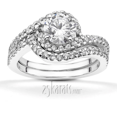 Bypass Shank Halo Diamond Bridal Ring (1/4 ct. t.w.) - view 4 of 7