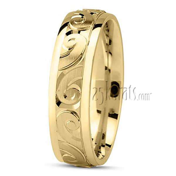 Fine Carved Design Wedding Ring - view 2