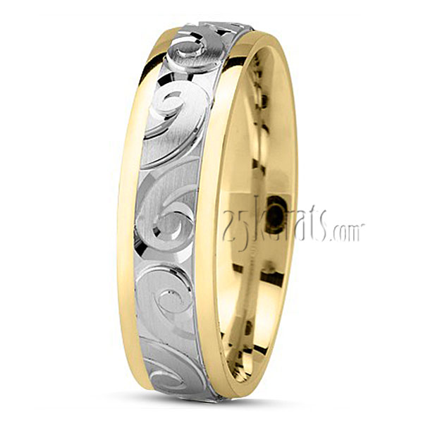 Fine Carved Design Wedding Ring - view 4