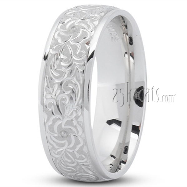 Floral Fancy Cut Wedding Ring - view 2